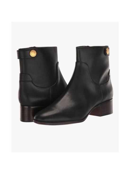 Franco Sarto Shoes - Franco Sarto Jessica Classic Retro Leather Block Heel Boots Booties 8.5 M BLACK